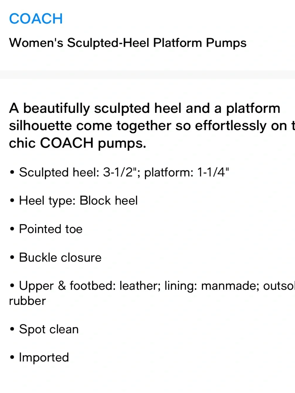 Coach Women's Sculpted-Heel Platform Pumps shoes - Picture 4 of 10